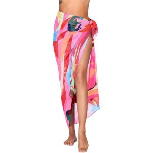 Ekouaer Women Sarong Swimsuit Coverups Chiffon Long Bikini Wraps Sheer Beach Bathing Suit Cover Up(Pat 14)
