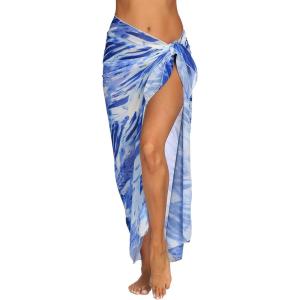 Ekouaer Women Sarong Swimsuit Coverups Chiffon Long Bikini Wraps Sheer Beach Bathing Suit Cover Up(Pat 2)