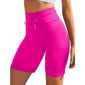 Ekouaer Women’s Board Shorts High Waist Swim Shorts Beach Surf Swimwear Shorts S-4XL(Rose Red)