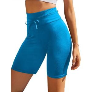 Ekouaer Women’s Board Shorts High Waist Swim Shorts Beach Surf Swimwear Shorts S-4XL(Sea Blue)