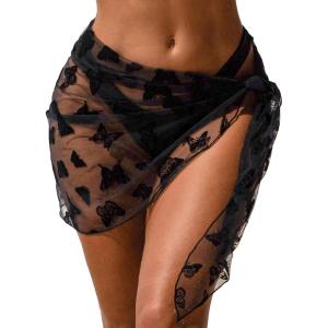Ekouaer Women’s Coverups Beach Short Sarong Sheer Chiffon Cover Up Bikini Wraps S-3XL(Butterfly)