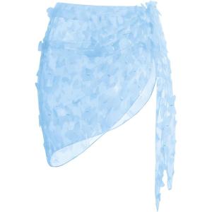 Ekouaer Women’s Coverups Beach Short Sarong Sheer Chiffon Cover Up Bikini Wraps S-3XL(Butterfly-blue)