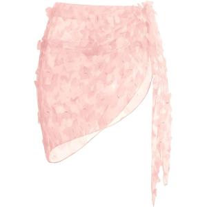 Ekouaer Women’s Coverups Beach Short Sarong Sheer Chiffon Cover Up Bikini Wraps S-3XL(Butterfly-light Pink)