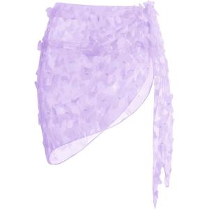 Ekouaer Women’s Coverups Beach Short Sarong Sheer Chiffon Cover Up Bikini Wraps S-3XL(Butterfly-purple)