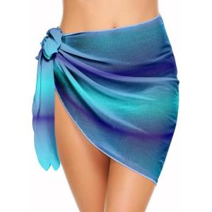 Ekouaer Women’s Short Sarongs Chiffon Cover Ups Sheer Bikini Wraps for Swimwear S-3XL(Blue Gradient)