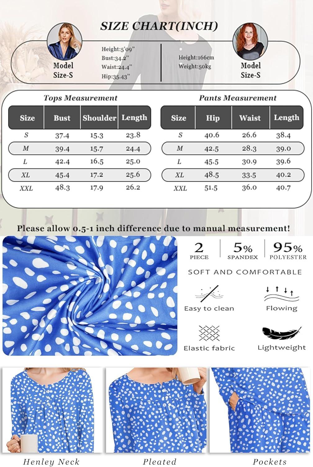 imageEkouaer Pajamas for Women Set Long Sleeve Sleepwear Top amp Pants Pjs Comfy 2 Piece Lounge Set with Pockets SXXLBluegreen Leaves