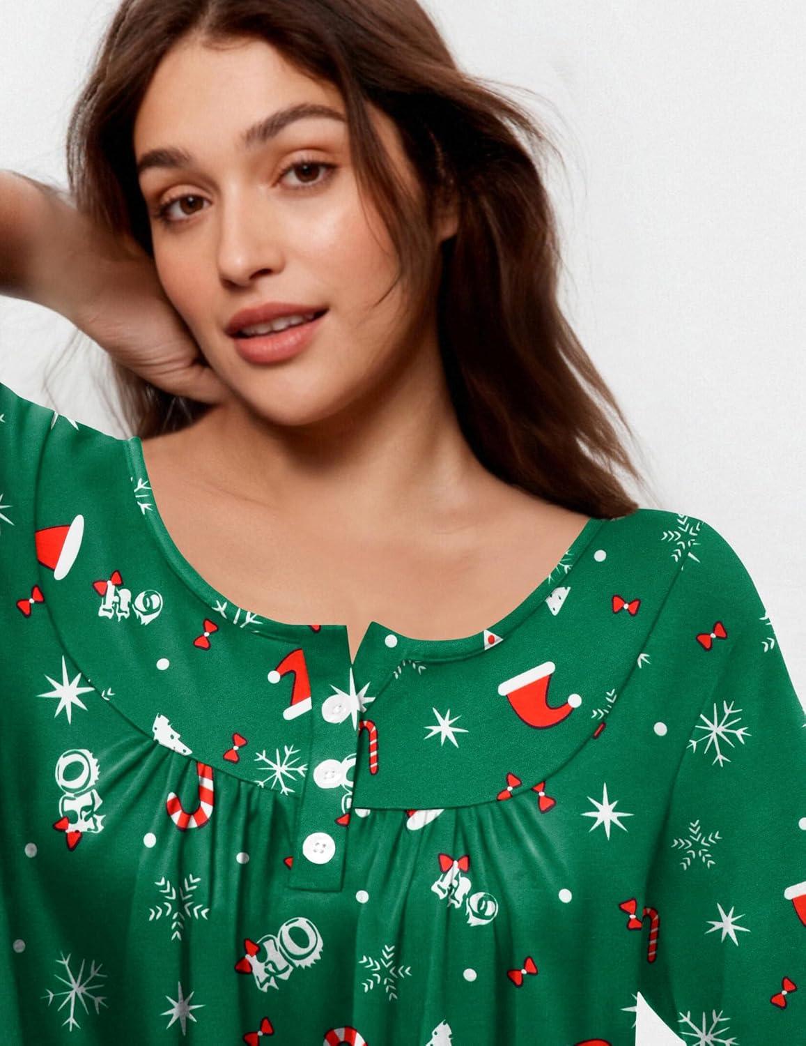 imageEkouaer Pajamas for Women Set Long Sleeve Sleepwear Top amp Pants Pjs Comfy 2 Piece Lounge Set with Pockets SXXLChristmas Green