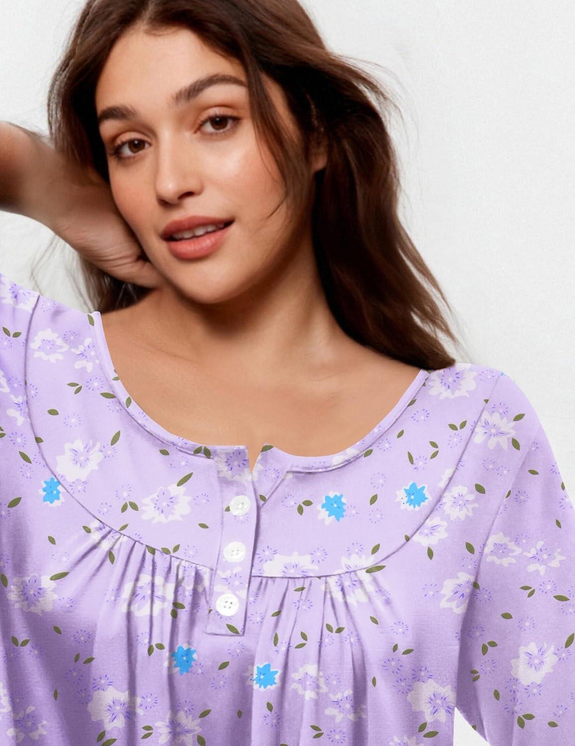 imageEkouaer Pajamas for Women Set Long Sleeve Sleepwear Top amp Pants Pjs Comfy 2 Piece Lounge Set with Pockets SXXLPurple Floral