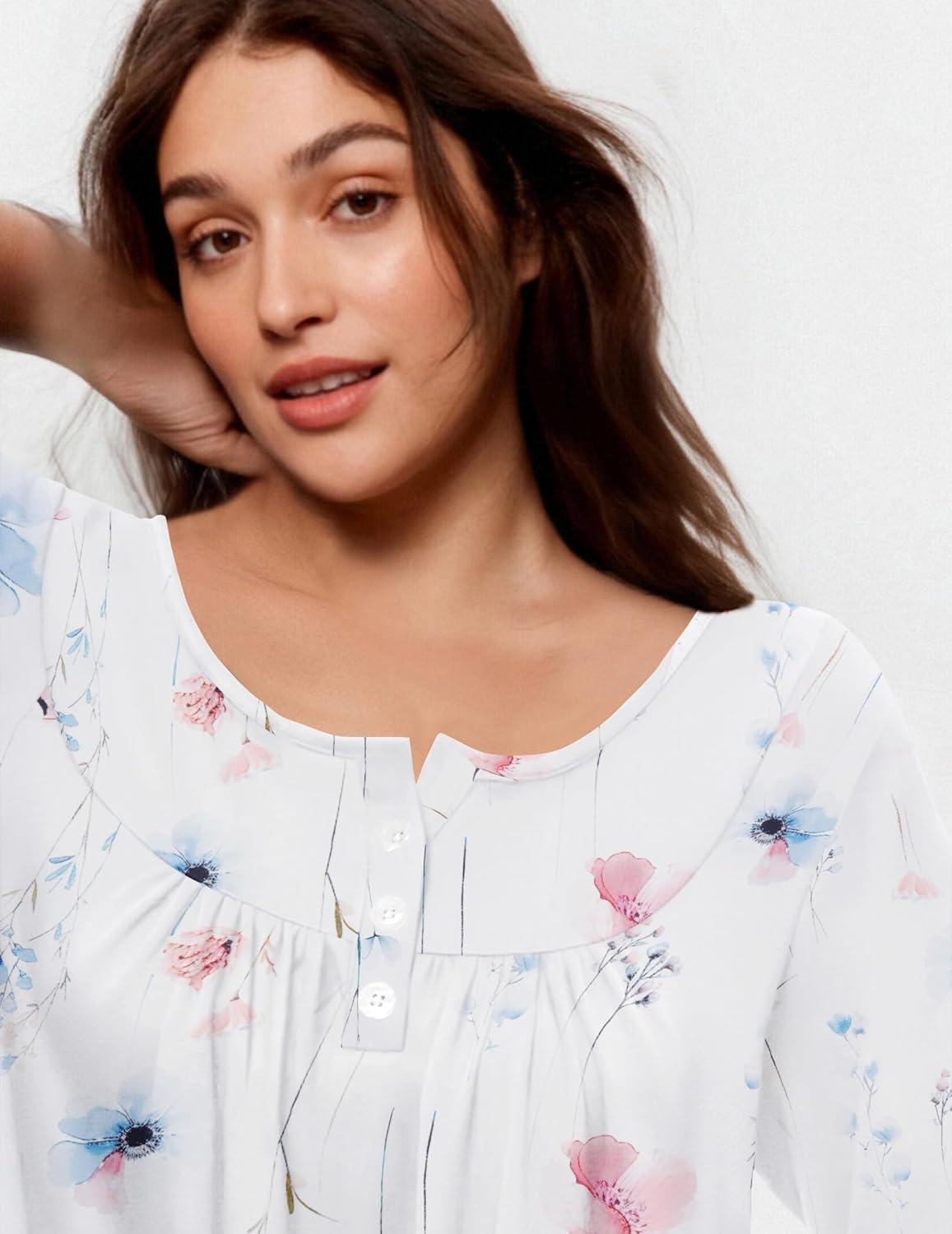 imageEkouaer Pajamas for Women Set Long Sleeve Sleepwear Top amp Pants Pjs Comfy 2 Piece Lounge Set with Pockets SXXLWhite Floral