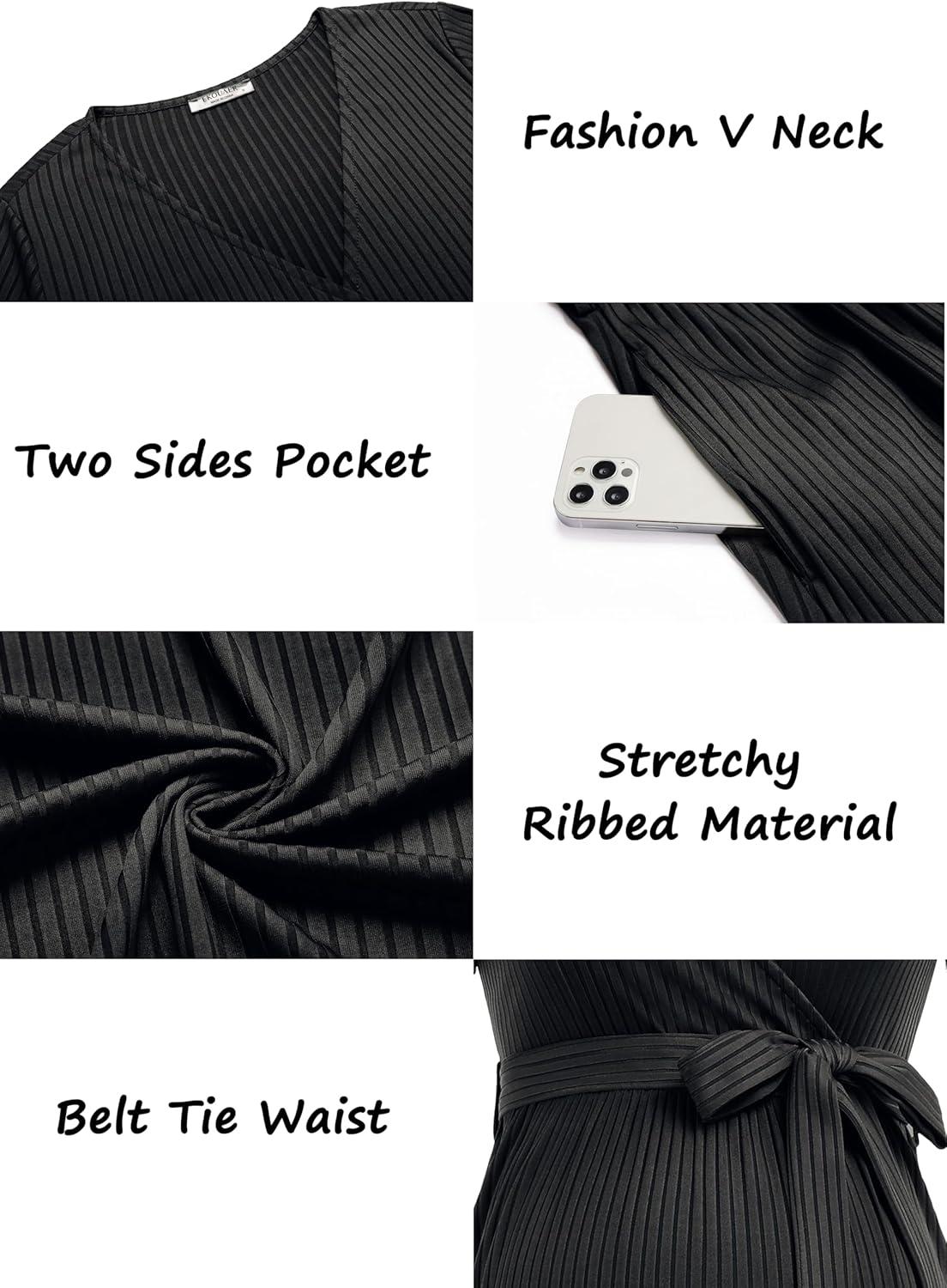 imageEkouaer Women Short Sleeve Maternity Nursing Dress Casual V Neck Breastfeeding Loungewear Ribbed Knit Pregnancy Dresses SXXLBlack