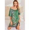 Ekouaer 2 Pack Nightgowns for Women Short Sleeve Sleepshirt V Neck Nightshirt Casual Print Sleepwear(A_black/Green Ethnic Style)