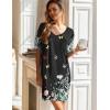 Ekouaer 2 Pack Nightgowns for Women Short Sleeve Sleepshirt V Neck Nightshirt Casual Print Sleepwear(Black/Butterfly)
