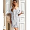 Ekouaer 2 Pack Nightgowns for Women Short Sleeve Sleepshirt V Neck Nightshirt Casual Print Sleepwear(Black/Grey Pentagram)
