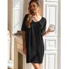 Ekouaer 2 Pack Nightgowns for Women Short Sleeve Sleepshirt V Neck Nightshirt Casual Print Sleepwear(Black/Medium Gray)