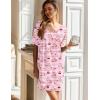 Ekouaer 2 Pack Nightgowns for Women Short Sleeve Sleepshirt V Neck Nightshirt Casual Print Sleepwear(Black/Pink Teddy)