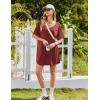 Ekouaer 2 Pack Nightgowns for Women Short Sleeve Sleepshirt V Neck Nightshirt Casual Print Sleepwear(Wine Red/Navy Blue)