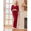 Ekouaer 2 Pack Women’s Pajama Set Long Sleeve Sleepwear Loungewear V Neck Pjs Sets with Pockets S-XXL(Red/Leopard)