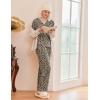 Ekouaer 2 Pack Women’s Pajama Set Long Sleeve Sleepwear Loungewear V Neck Pjs Sets with Pockets S-XXL(Red/Leopard)