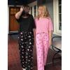 Ekouaer 2 Pack Womens Pajama Sets Short Sleeve Tops and Long Pants Casual Comfy Pjs Lounge Set with Pockets,S-XXL(Black Butterfly/Pink Butterfly)