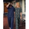 Ekouaer 2 Pack Womens Pajama Sets Short Sleeve Tops and Long Pants Casual Comfy Pjs Lounge Set with Pockets,S-XXL(Dark Grey Stars/Navy)