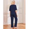 Ekouaer 2 Pack Womens Pajama Sets Short Sleeve Tops and Long Pants Casual Comfy Pjs Lounge Set with Pockets,S-XXL(Dark Grey Stars/Navy)