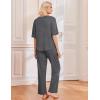 Ekouaer 2 Pack Womens Pajama Sets Short Sleeve Tops and Long Pants Casual Comfy Pjs Lounge Set with Pockets,S-XXL(Dark Grey/Grey Striped)