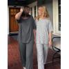 Ekouaer 2 Pack Womens Pajama Sets Short Sleeve Tops and Long Pants Casual Comfy Pjs Lounge Set with Pockets,S-XXL(Dark Grey/Grey Striped)