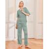 Ekouaer 2 Pack Womens Pajama Sets Short Sleeve Tops and Long Pants Casual Comfy Pjs Lounge Set with Pockets,S-XXL(Green Striped/Black Dots)