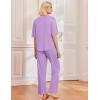 Ekouaer 2 Pack Womens Pajama Sets Short Sleeve Tops and Long Pants Casual Comfy Pjs Lounge Set with Pockets,S-XXL(Lilac Dots/Navy Star)