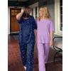 Ekouaer 2 Pack Womens Pajama Sets Short Sleeve Tops and Long Pants Casual Comfy Pjs Lounge Set with Pockets,S-XXL(Lilac Dots/Navy Star)