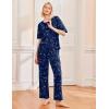 Ekouaer 2 Pack Womens Pajama Sets Short Sleeve Tops and Long Pants Casual Comfy Pjs Lounge Set with Pockets,S-XXL(Lilac Dots/Navy Star)