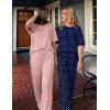 Ekouaer 2 Pack Womens Pajama Sets Short Sleeve Tops and Long Pants Casual Comfy Pjs Lounge Set with Pockets,S-XXL(Navy Dots/Light Pink Striped)