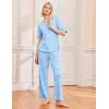 Ekouaer 2 Pack Womens Pajama Sets Short Sleeve Tops and Long Pants Casual Comfy Pjs Lounge Set with Pockets,S-XXL(Rose Heart/Light Blue Striped)
