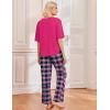 Ekouaer 2 Pack Womens Pajama Sets Short Sleeve Tops and Long Pants Casual Comfy Pjs Lounge Set with Pockets,S-XXL(Rose Plaid/Black Plaid)