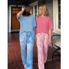 Ekouaer 2 Pack Womens Pajama Sets Short Sleeve Tops and Long Pants Casual Comfy Pjs Lounge Set with Pockets,S-XXL(Tie-dye Blue/Tie-dye Pink)