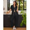 Ekouaer 2 Pack：Womens Pajamas Short Sleeve Pjs Notch Collar Button Up Loungewear Cozy Sleepwear Sets(Black_hot Pink)