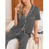 Ekouaer 2 Pack：Womens Pajamas Short Sleeve Pjs Notch Collar Button Up Loungewear Cozy Sleepwear Sets(Brown_medium Gray)