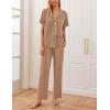 Ekouaer 2 Pack：Womens Pajamas Short Sleeve Pjs Notch Collar Button Up Loungewear Cozy Sleepwear Sets(Brown_medium Gray)