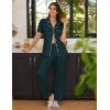 Ekouaer 2 Pack：Womens Pajamas Short Sleeve Pjs Notch Collar Button Up Loungewear Cozy Sleepwear Sets(Dark Grey_dark Green)