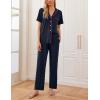 Ekouaer 2 Pack：Womens Pajamas Short Sleeve Pjs Notch Collar Button Up Loungewear Cozy Sleepwear Sets(Deep Blue_pink)