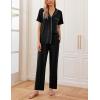 Ekouaer 2 Pack：Womens Pajamas Short Sleeve Pjs Notch Collar Button Up Loungewear Cozy Sleepwear Sets(Leopard Print_black)