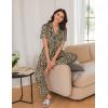 Ekouaer 2 Pack：Womens Pajamas Short Sleeve Pjs Notch Collar Button Up Loungewear Cozy Sleepwear Sets(Leopard Print_black)