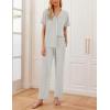 Ekouaer 2 Pack：Womens Pajamas Short Sleeve Pjs Notch Collar Button Up Loungewear Cozy Sleepwear Sets(Light Gray_pink)