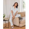 Ekouaer 2 Pack：Womens Pajamas Short Sleeve Pjs Notch Collar Button Up Loungewear Cozy Sleepwear Sets(Medium Gray_stars)