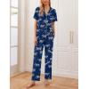Ekouaer 2 Pack：Womens Pajamas Short Sleeve Pjs Notch Collar Button Up Loungewear Cozy Sleepwear Sets(Zebra_black)