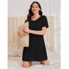 Ekouaer Cotton Nightgowns for Women Short Sleeve Sleep Shirts Pleated Night Shirts Soft Crew Neck Night Gown(Black)