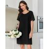 Ekouaer Cotton Nightgowns for Women Short Sleeve Sleep Shirts Pleated Night Shirts Soft Crew Neck Night Gown(Black)