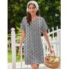 Ekouaer Cotton Nightgowns for Women Short Sleeve Sleep Shirts Pleated Night Shirts Soft Crew Neck Night Gown(Black Floral)