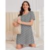 Ekouaer Cotton Nightgowns for Women Short Sleeve Sleep Shirts Pleated Night Shirts Soft Crew Neck Night Gown(Black Floral)