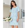 Ekouaer Cotton Nightgowns for Women Short Sleeve Sleep Shirts Pleated Night Shirts Soft Crew Neck Night Gown(Blue Floral)